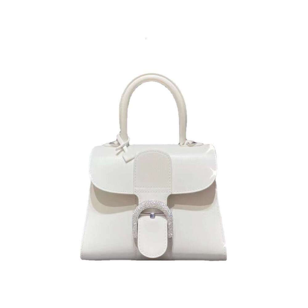 Belgian New Brillant Color Blocked Box Cowhide Horseshoe Buckle Crossbody Bag Handbag For Women
