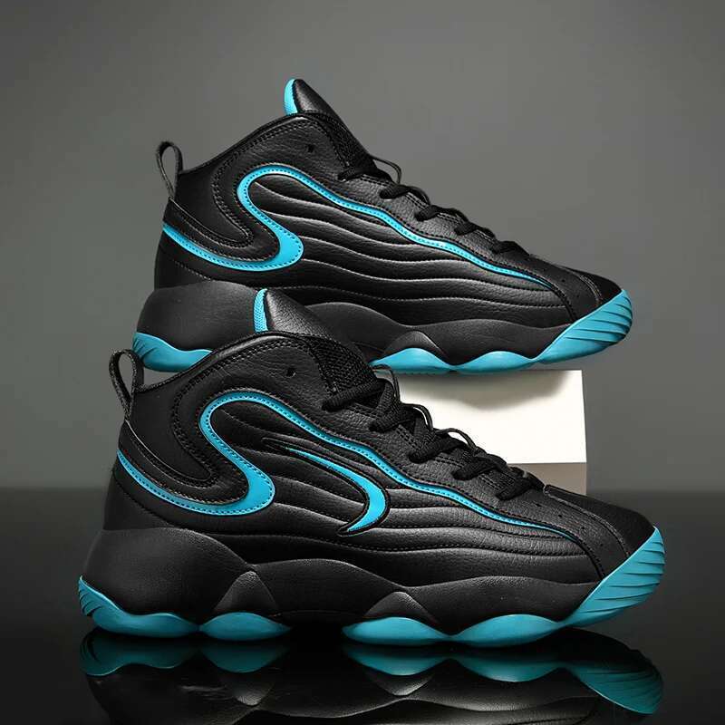 Leather basketball men's sports shoes, soft sole design, lightweight