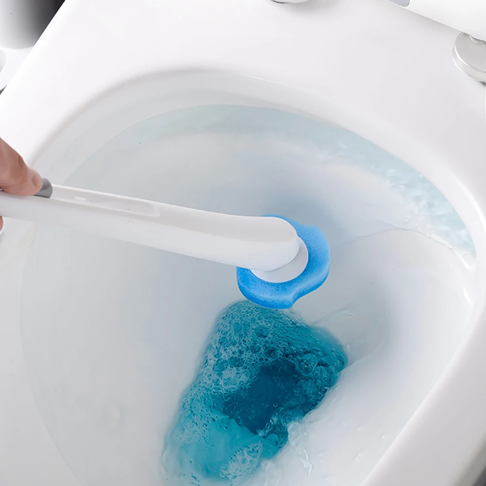 848PCS Disposable Replacement Head Toilet Brush Kit With Long Handle Auto Lid Opening Bowl Cleaner Pad Kits 250311