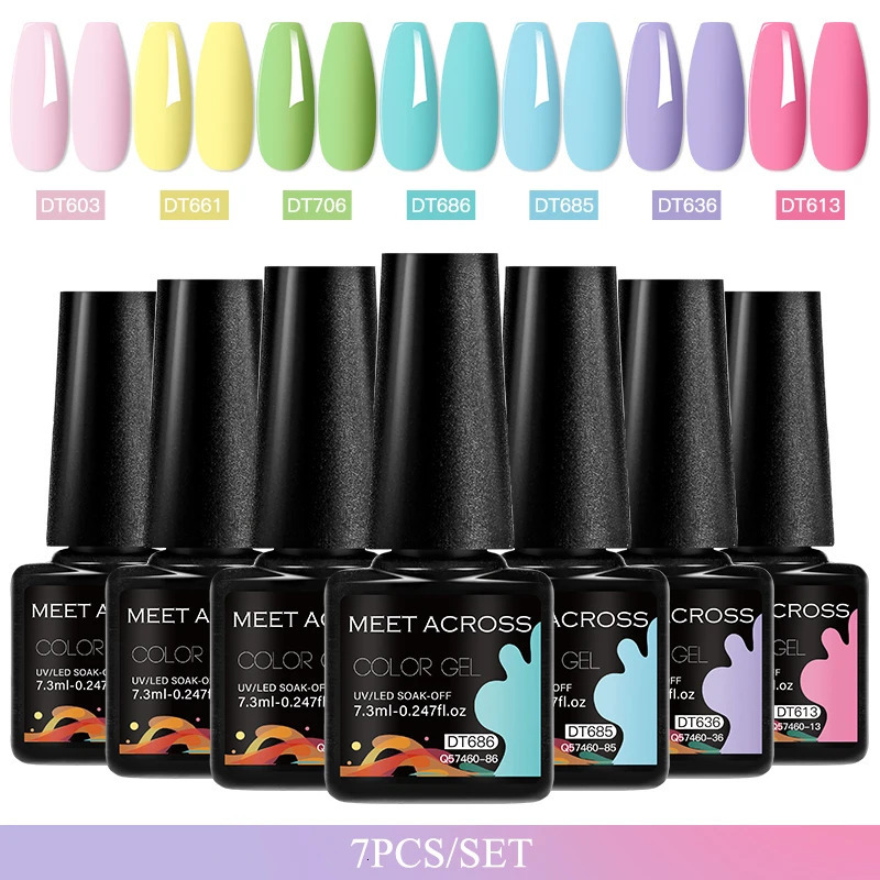 7pcs Gel Nail Polish Set For All Season 7.3ml Semi Permanent UV Gel Varnish For Lasting Manicure Kit Soak Off Nail Supplies DIY 250311