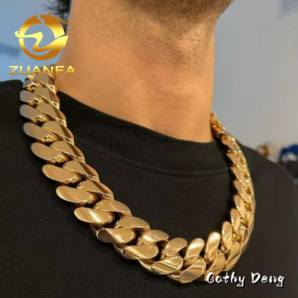 Hip Hop Jewelry 18k Gold Plated Big Size 30mm Miami Cuban Link Chain Bracelet Brass Cuban Men Necklace Chain