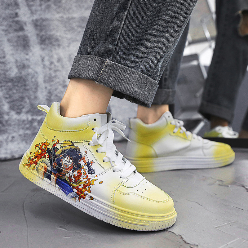 2025 New Chinese Couple Live Streaming Style Designer Trendy Fashion Anime One Piece Drawing Board Casual Shoes Men's Edition