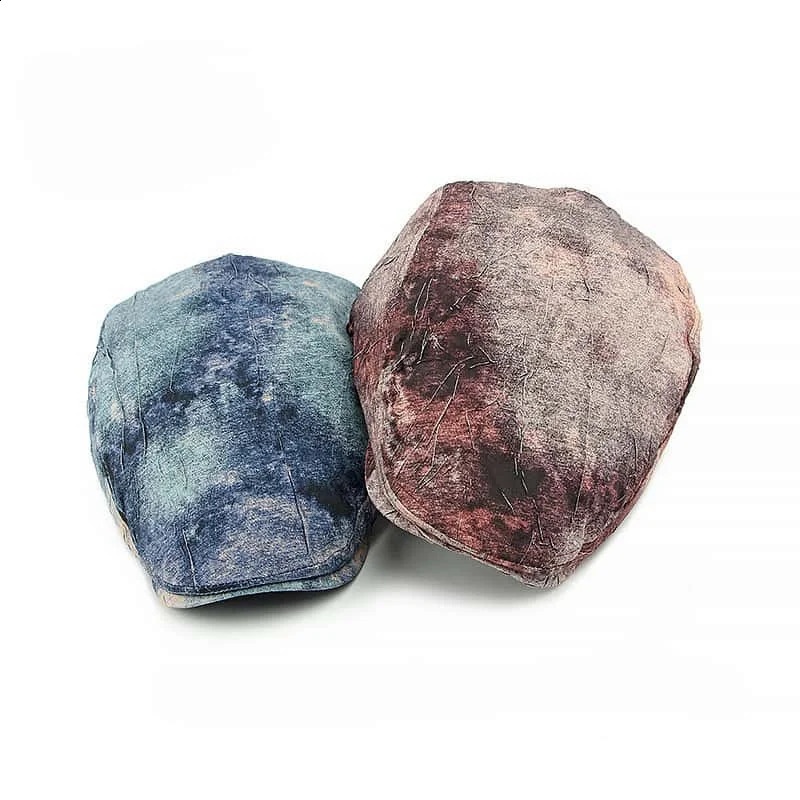 Blue denim beret unisex fashion Y2k girls baseball cap spring and summer gothic retro printed womens short Brim hat 250313
