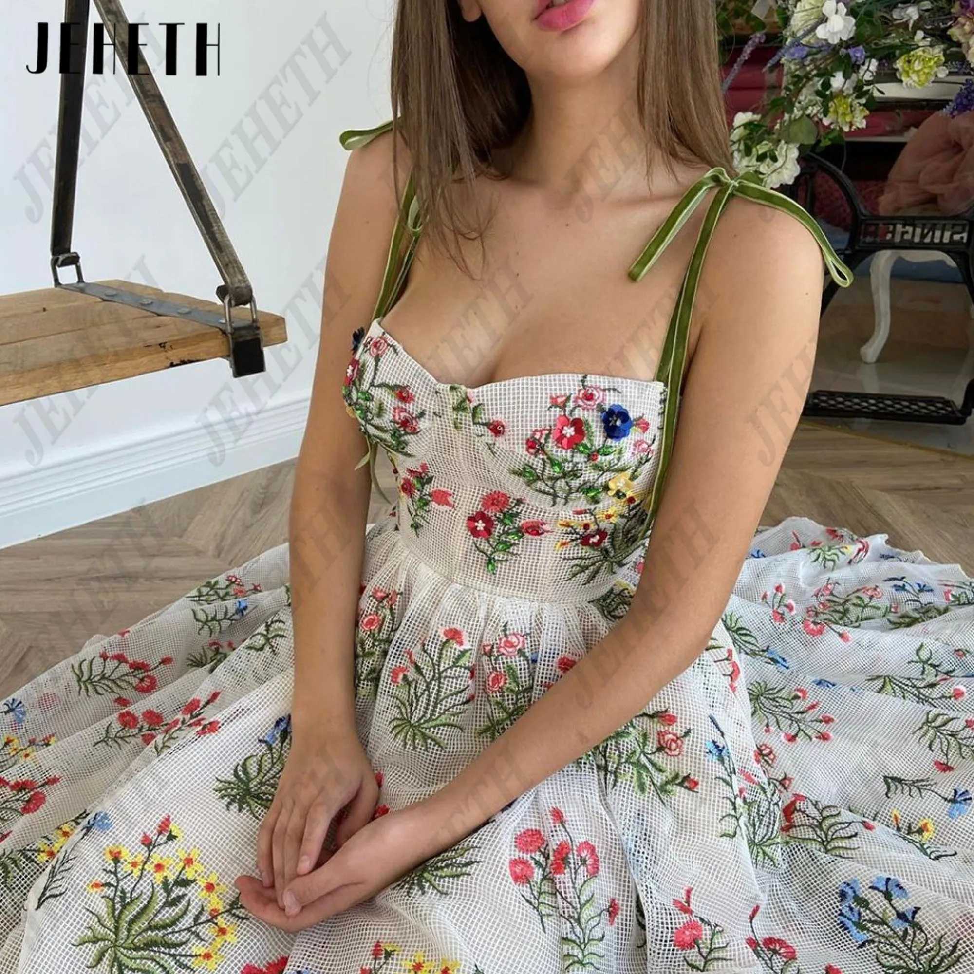 Urban Sexy Dresses JEHETH Embroidered Lace Midi Prom Dr Swtheart Italian Noodles Shoulder Straps ALine Formal Party Dress Pocket Vestido Festa Custom 