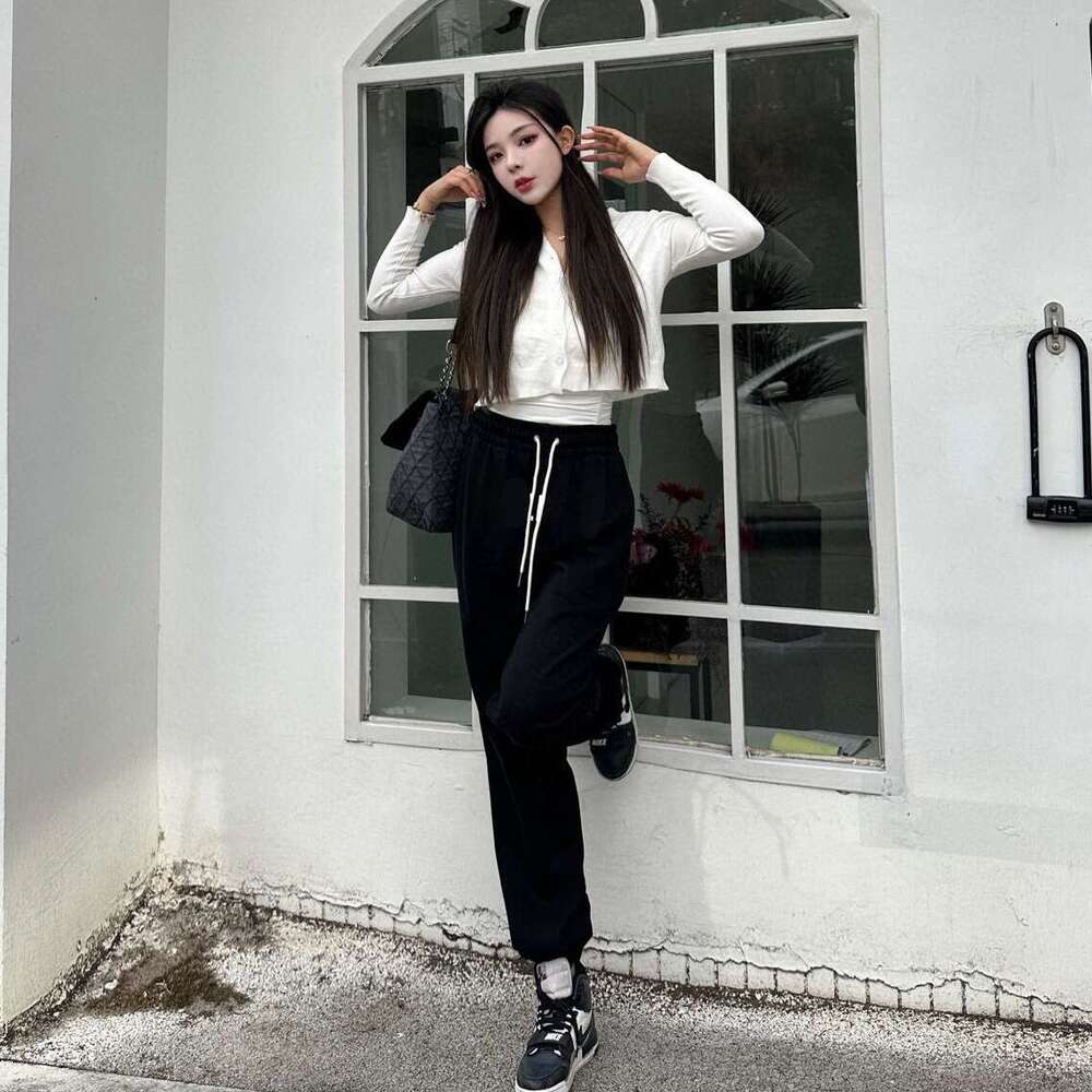 Printed Letter Tie Feet Guard Mao Songchao Brand Men's And Women's Same Style Elastic Tight Casual Pants