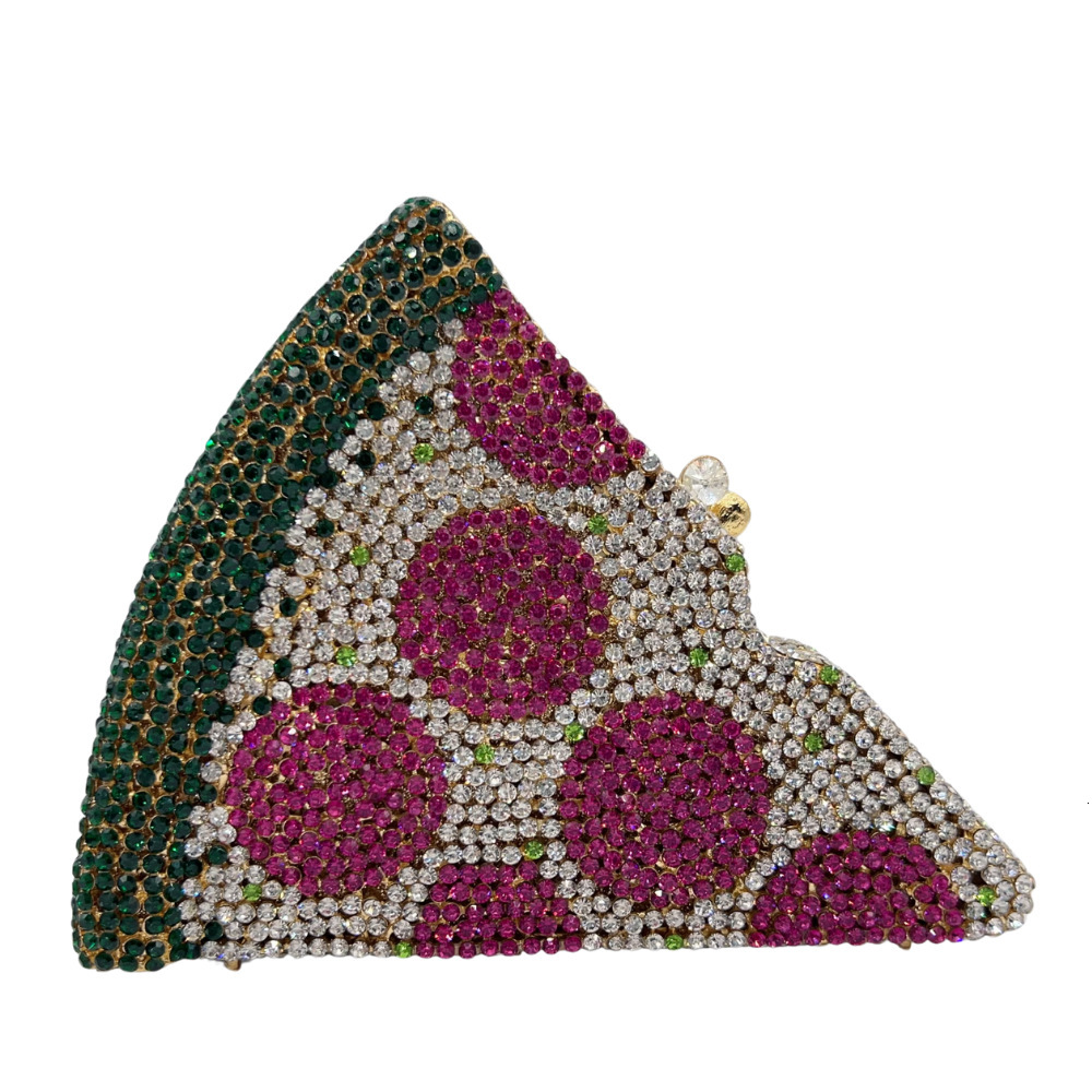 Pizza Dia Clutch's New Pizza Diamond Studded Dinner Bag, Themed Banquet Handbag For Girls Crystal Evening Bag