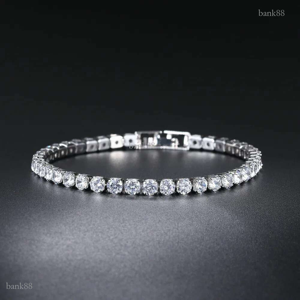 Iced Out Chain Tennis Bracelets For Women Men 4Mm Round CZ Cubic Zirconia Hip Hop Jewelry Full Diamond Female Bangle Bracelet 17/