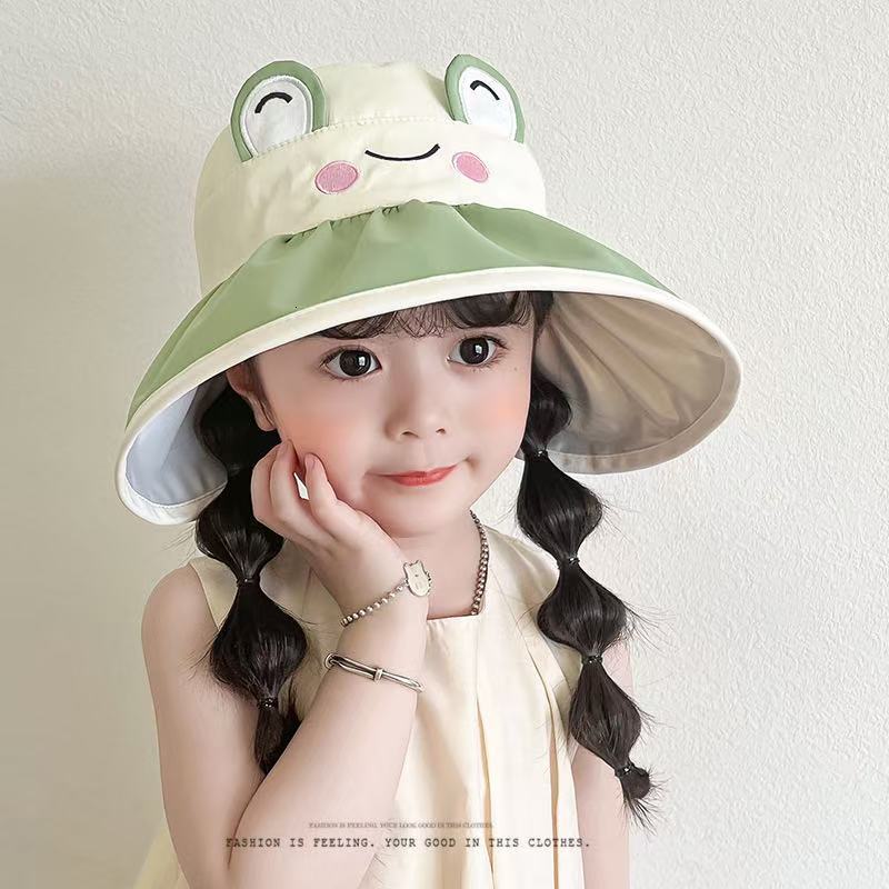 2025 new summer girls' fisherman UV protection sun hat, baby big brim baseball cap