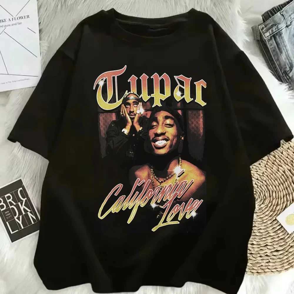 2025 Summer Fashion T-shirt Rapper Tupac Top Hip Hop Strt Wear Oversized Short Slve T-shirt Mens And Womens T-shirts X250313