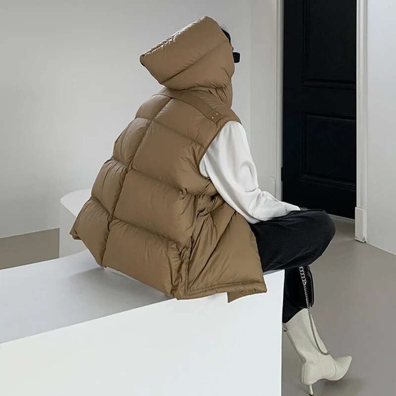 Autumn Winter Korean White Duck Down Vest Women 2023 New Simple All-Match Coats Femalesoft Warm Sleeveness Jackets