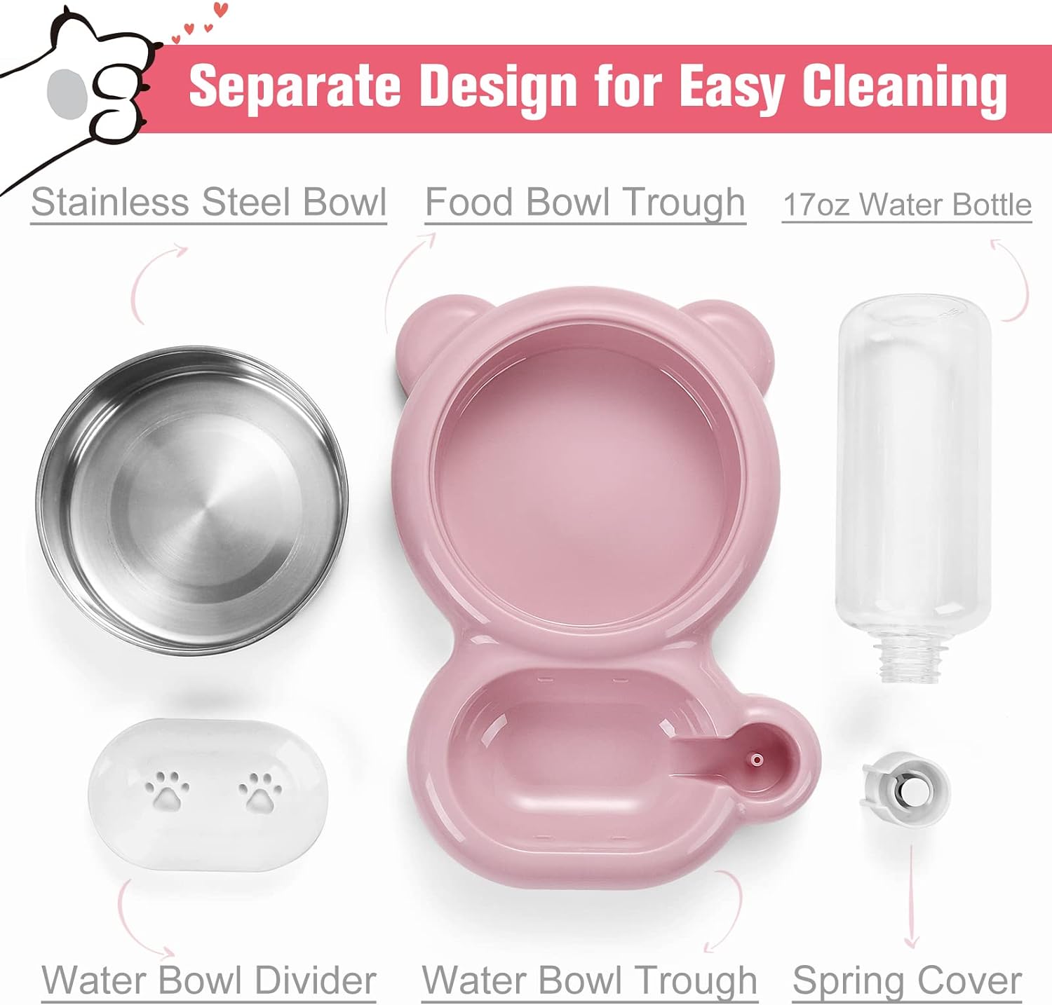 Pet Feeding Station: Stainless Steel Cat Bowls and Dog Bowl with Automatic Water Dispenser Free shipping