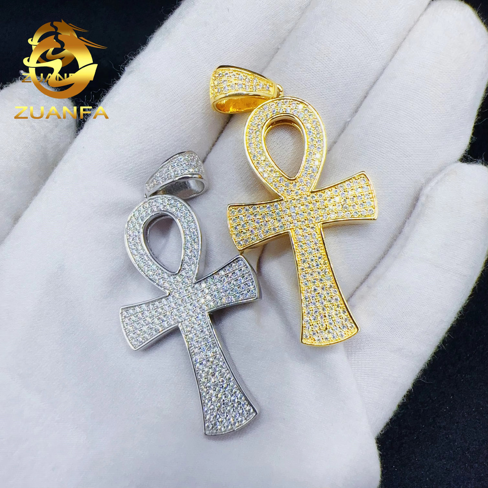 Wholesale Price Hip Hop Pendant Silver Vvs Moissanite Custom Diamond Iced Out Jewelry Chain Cross Pendant