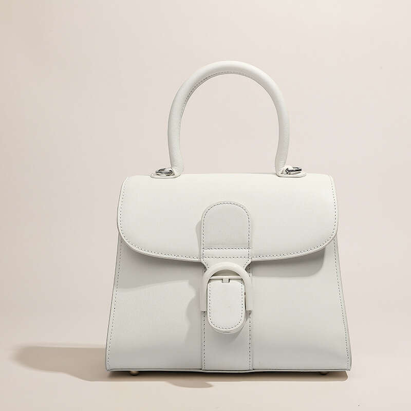 Belgian New Brillant Color Blocked Box Cowhide Horseshoe Buckle Crossbody Bag Handbag For Women