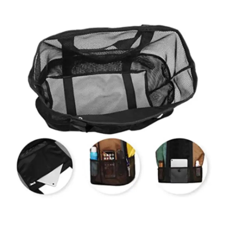 Large Capacity Mesh Beach Bag Travel Swimming Fitness Grooming Bag Breathable Storage Bag Nylon Mesh Tote Bag R250312