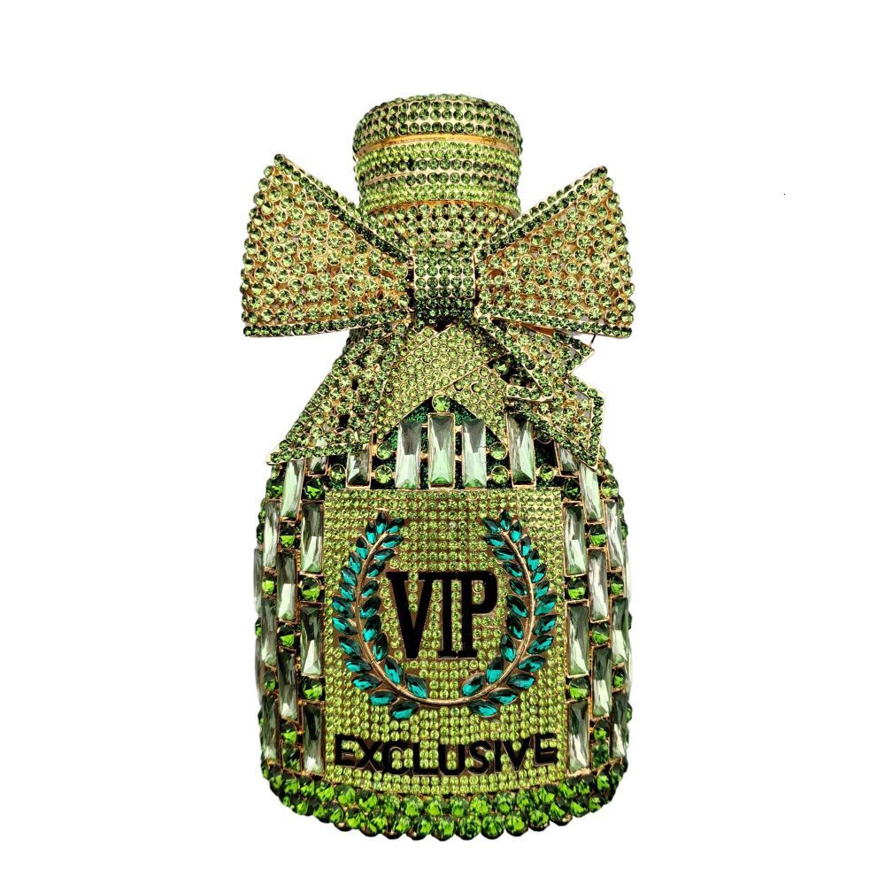 Champagne New Bow Champagne Bottle Diamond Studded Dinner Luxurious Crystal Hand-Held Women's Bag Evening Clutch