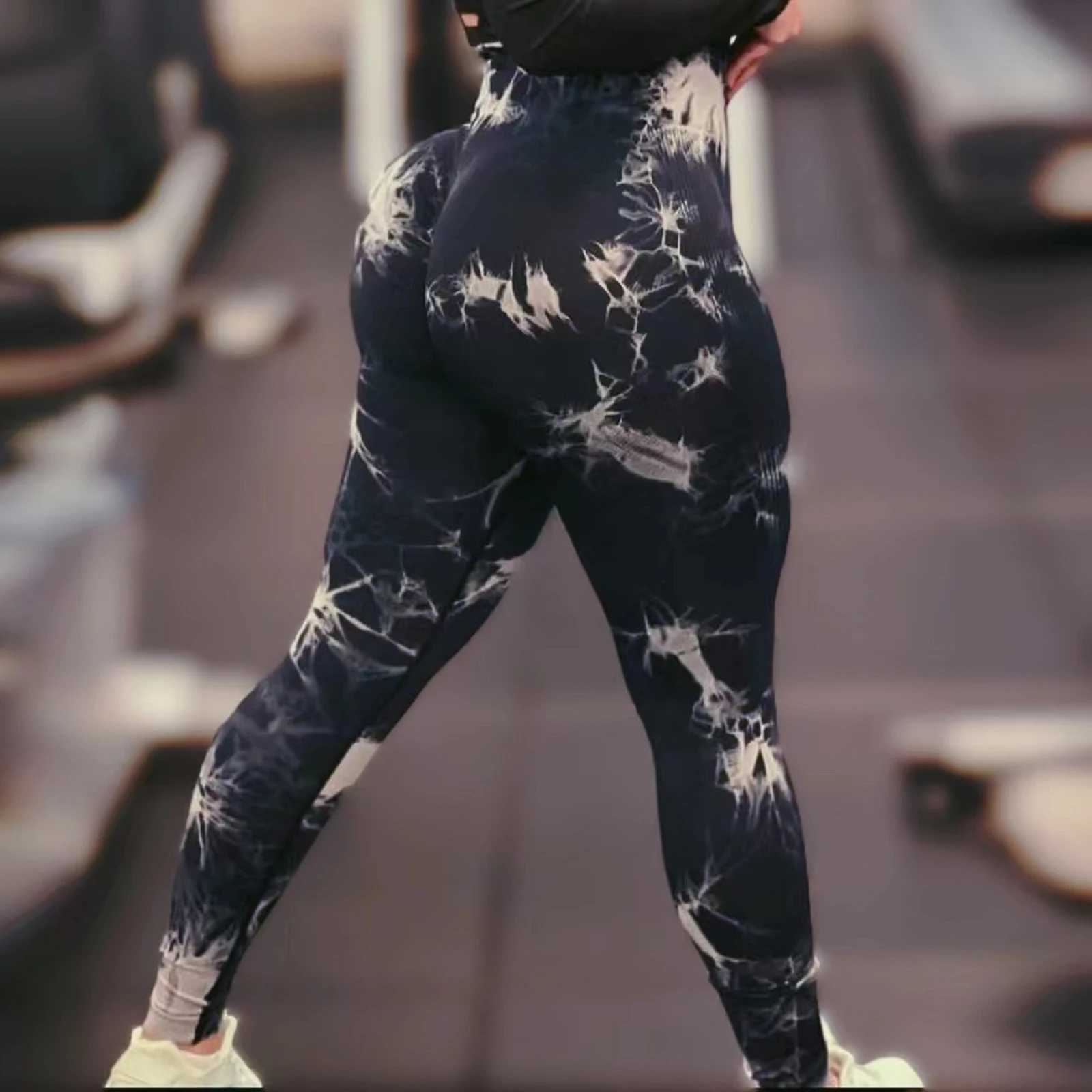 Active Pants Women Tie Dye Seaml Leggings Push Up Sports Fitn Scrunch Running Pants Butt Lifting Elastic Tights Leggins Nylon Y250312CRA4