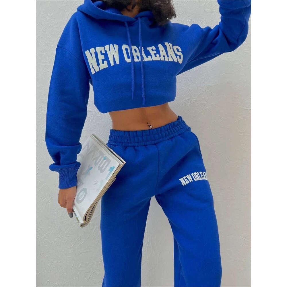 Autumn/Winter New Fleece Women's Sports and Leisure Hoodie Set for Women