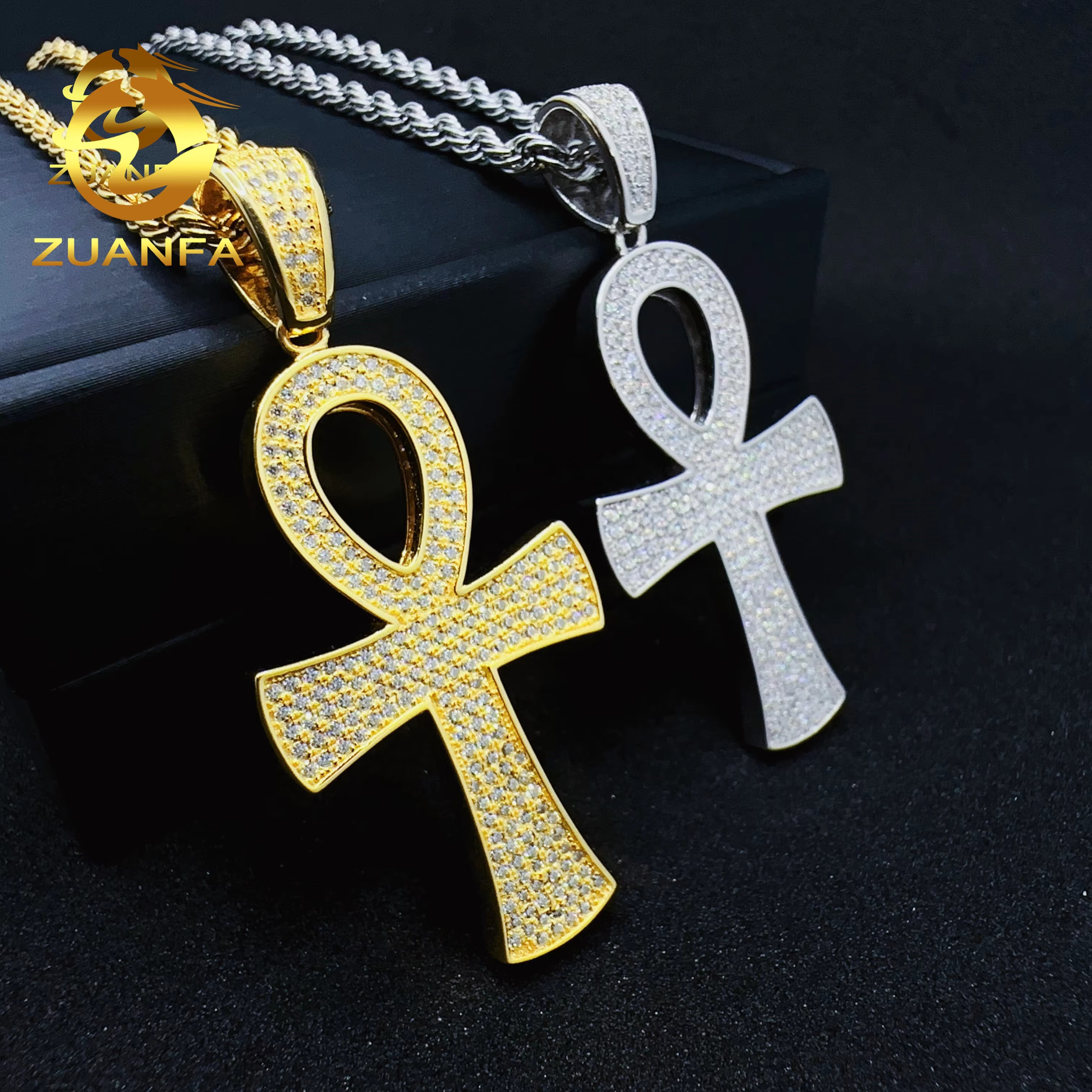 Wholesale Price Hip Hop Pendant Silver Vvs Moissanite Custom Diamond Iced Out Jewelry Chain Cross Pendant