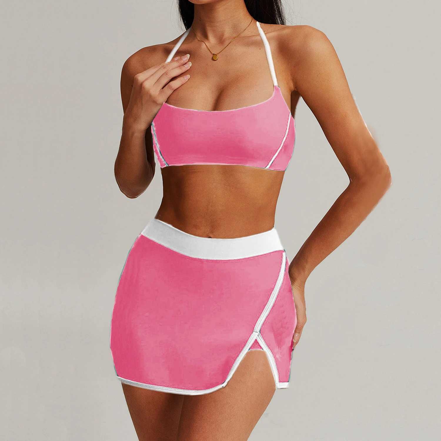 Women's Tracksuits 1/2PCS set nude flight exercise set womens track and field clothes gym push ups fitness running exercise clothes sports bra le