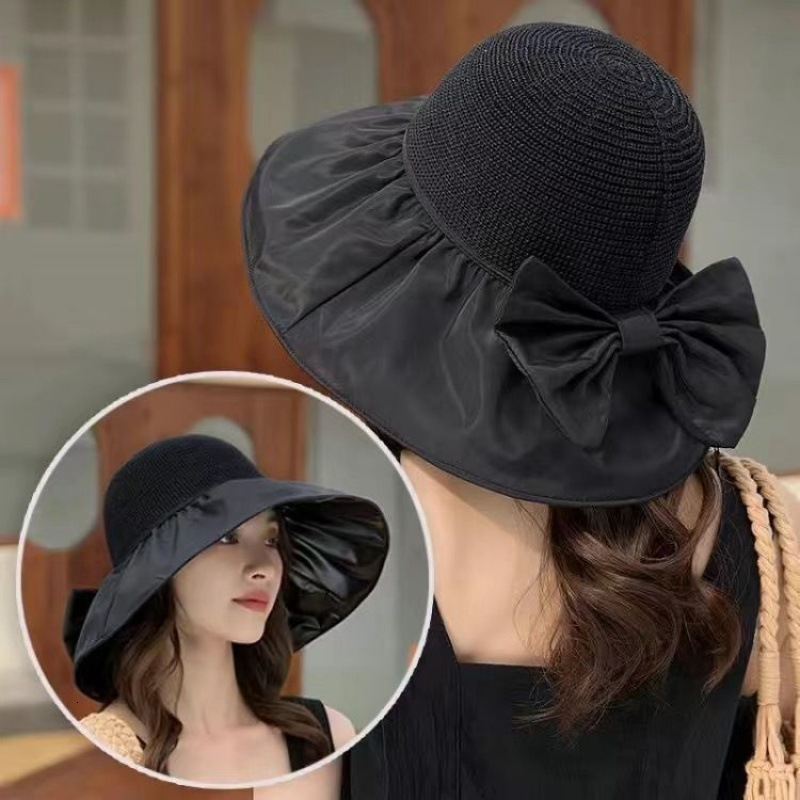 baseball cap Black rubber women with large eaves in summer, versatile outdoor UV protection, for covering face, sun hat