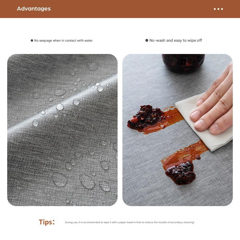 C344 Imitation cotton and linen tablecloth waterproof and oil-proof washable light luxury high-end coffee table tablecloth rectangular solid color tab