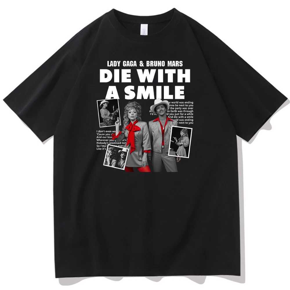 Lady Gaga Bruno Mars Die With A T-shirt O-Neck Short Slve Shirts Fans Gift X250313