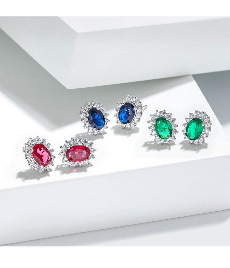 2025 Top Sell Stud Earrings Luxury Jewelry 925 Sterling Silver Oval Cut Emerald 5A Cubic Zircon CZ Diamond Gemstones Party Women Princess Earring Gift