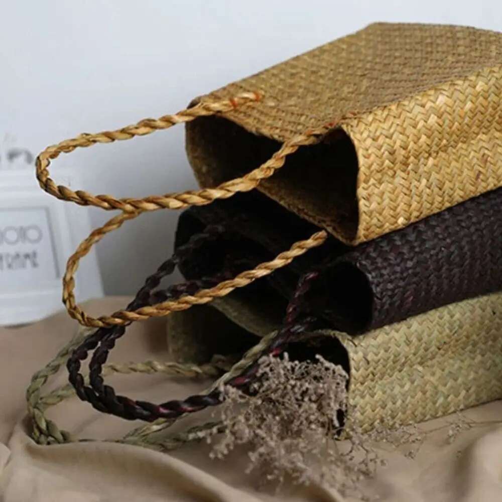 Basket Straw Tote For Women Rattan Handmade Beach Hand Bags Ladies Bamboo Woven Holiday Shoulder Bag