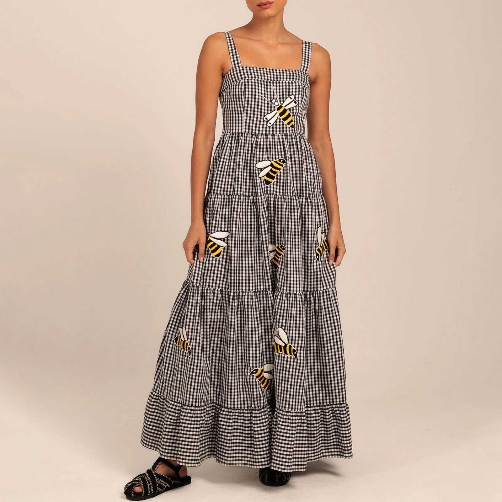 Urban Sexy Dresses Cute Vintage Womens Graphic Maxi Dr Printed Spaghetti Strap On Dr 2025 Boho Ruffle Casual Flowy Beach Sundres Y240312NLX0