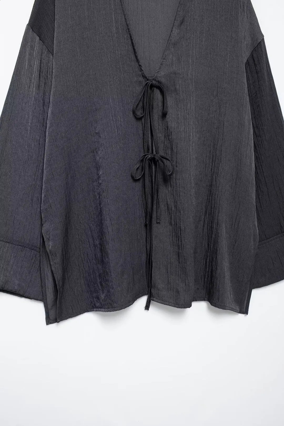 TRAF Satin Casual Blouses Woman Tied Summer Womens Tunic Oversized Shirts and Blouses for Women Long Sleeve Lady Blouses 250313