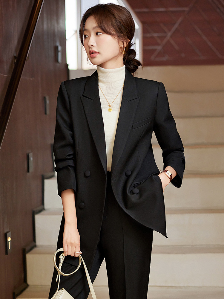 Women's Suits Blazers Elegant Women's Suit Business Classic 2 Piece Tailor Fashion Casual Pink Office Double Breasted Top Trousers