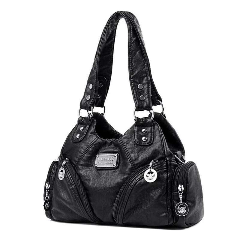 Women's Bags Women's Bags Soft Pu Leather Shoulder Black HandBags Tote New Arrival Mini Small Motorcycle Bags Crossbody for Women