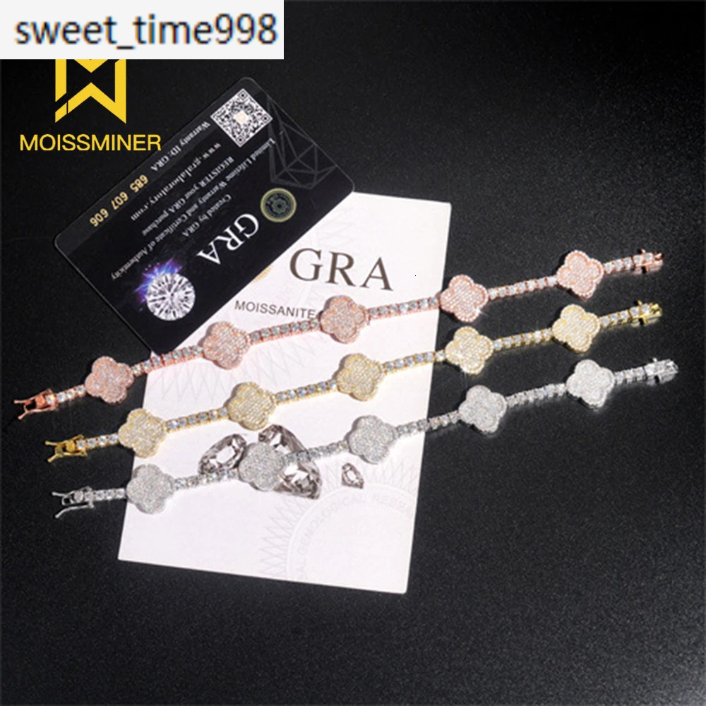 3mm Fashion Moissanite Tennis Chain Bracelet For Women S925 Silver Iced Out Hand Chain Hip Hop Jewelry Pass Diamonds Tester