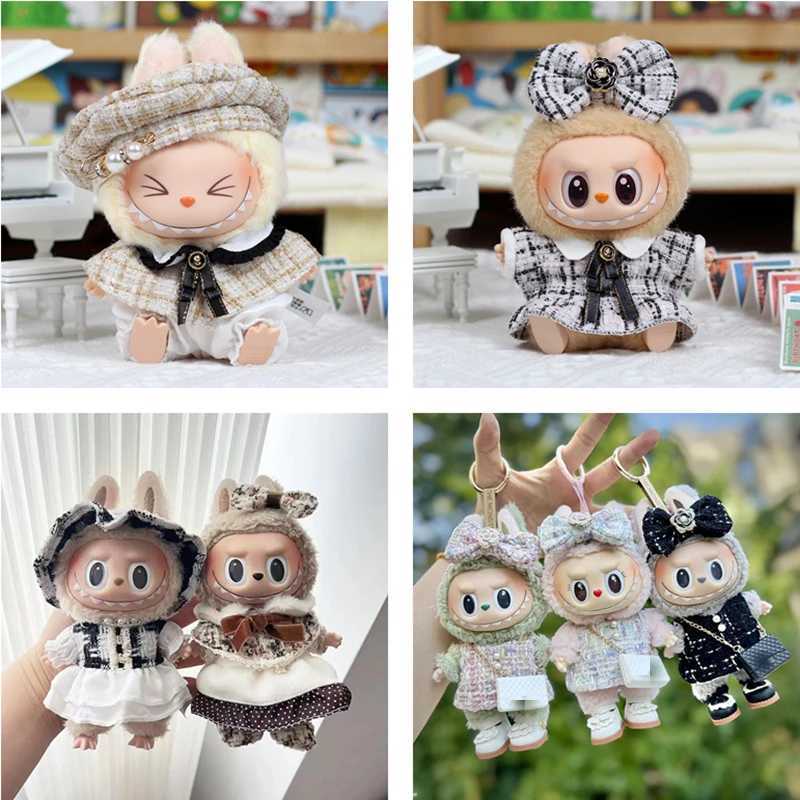 17cm Cute Mini Plush DollS Clothes Outfit Accessories For Labubu Dolls Clothing Gift Sitting Party Series Hat Jumpsuit T-ShirtT250313
