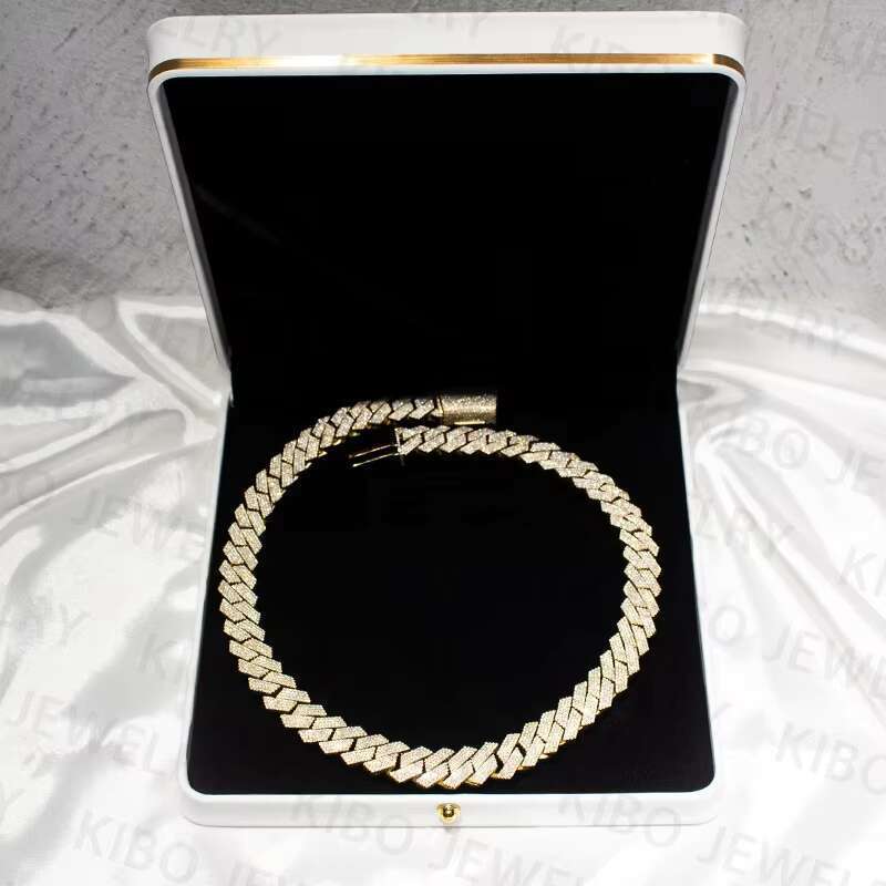 14MM S Sier VVS Hip Hop Moissanite Jewelry Cuban k Chain Necklace for Men