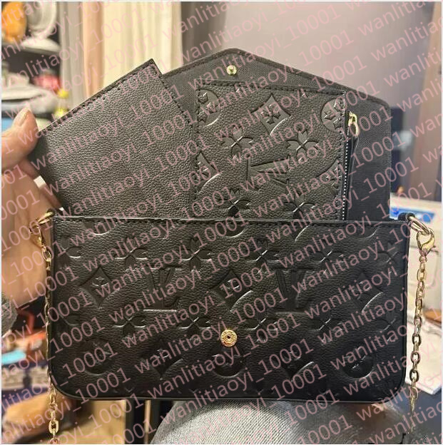 Women's 3pcs Set Multi Pochette Chains Bag Designer Wallet Shoulder Bag Canvas Clutch Crossbody Handbag Mini Pochette Round Coin Purse Portable Flap Designer Wallet