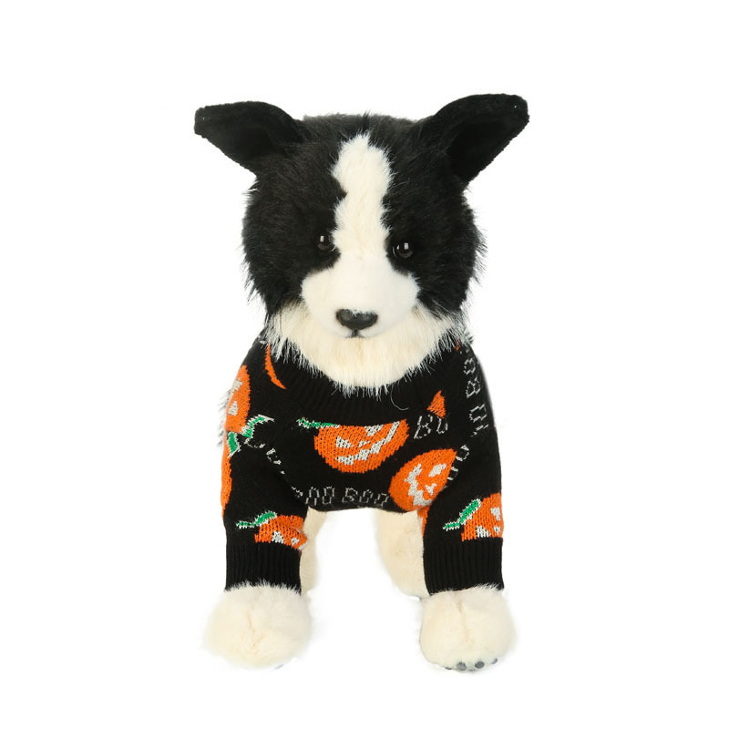 New Halloween pet clothes, puppy sweater, pumpkin shaped Halloween kitten black costume