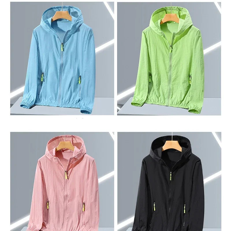 Summer mens and womens breathable ultrathin ultra light ice silk quick drying sunscreen camping jacket leather coat windproof 250313