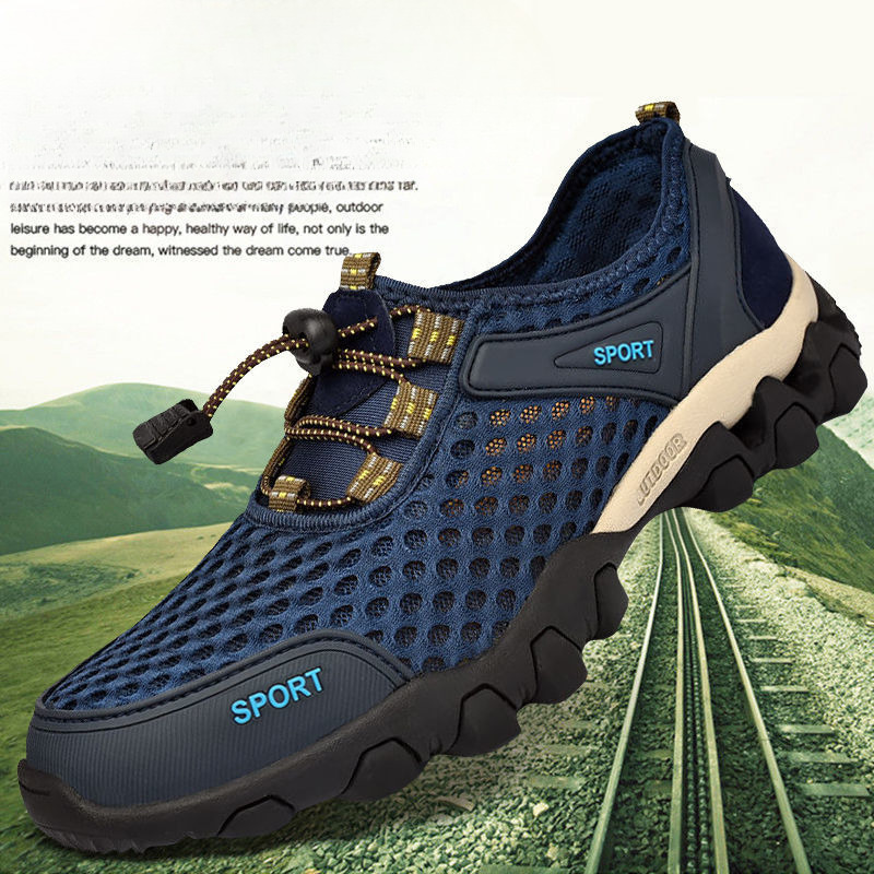 2025 New Male Designer Trendy, Fashionable, Breathable, Leisure, Hollow Mesh Outdoor Mountaineering and Hiking Shoes