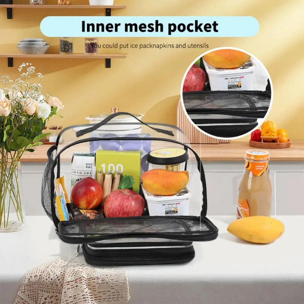 Outdoor PVC Travel Handbag Transparent Waterproof Shopping Storage Tote Bag Zipper Large Capacity Clear Picnic Bag R250312