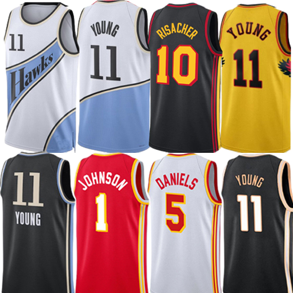 #11 Young Jersey #12 Hunter Jersey #1 Jalen Johnson Daniels Okongwu Bogdanovic Risacher Capela Johnson Basketball Jerseys kids men's