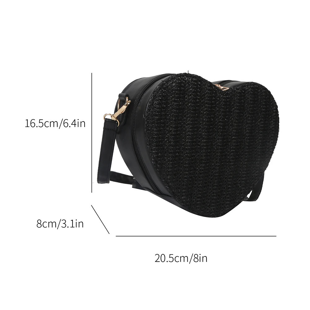 Love Heart Shaped Straw Bag for Women Shoulder Messenger Bags Luxury Designer Handbag Tote Summer Beach Vacation Bolsas 2023 R250312