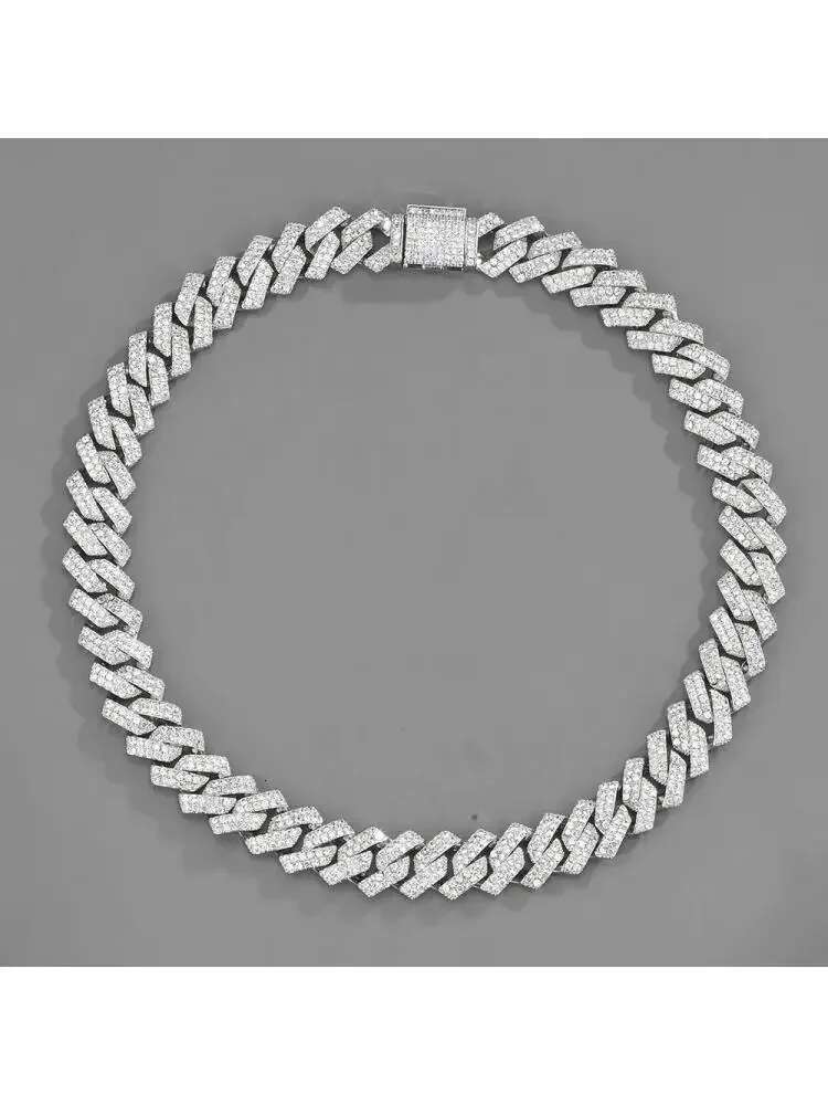 2025 15mm Iced Out Miami Cuban k Chain Choker Necklace Rose Gold Sier 2 Tone Color Mix Cz Stone Unisex Hip Hop Jewely Box Clasp