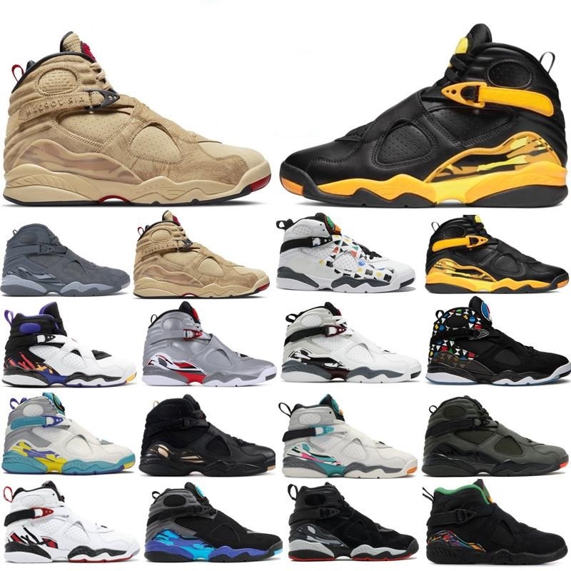 Nouveau 8 8s Black Taxi Men de basket-ball Chaussures de basket-ball Université Blue Electric Green DMP 8 Black Samurai Aqua Chrome South Beach T
