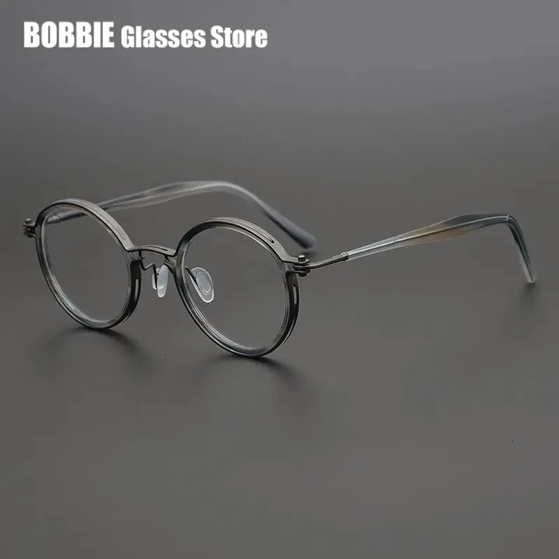 High quality retro round eyeglass frame made of Japanese handmade ultra light mens glasses womens glasses vinegar Korean fashion 250303