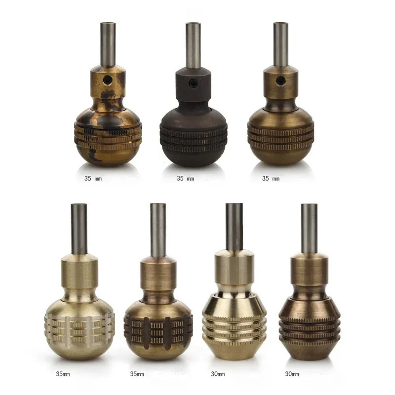 Pure Copper Tattoo Grips 30/35mm Carved Bronze Tattoo Self-Locking Handle Motor Machine Coil Machine Universal Tattoo Handle 250306