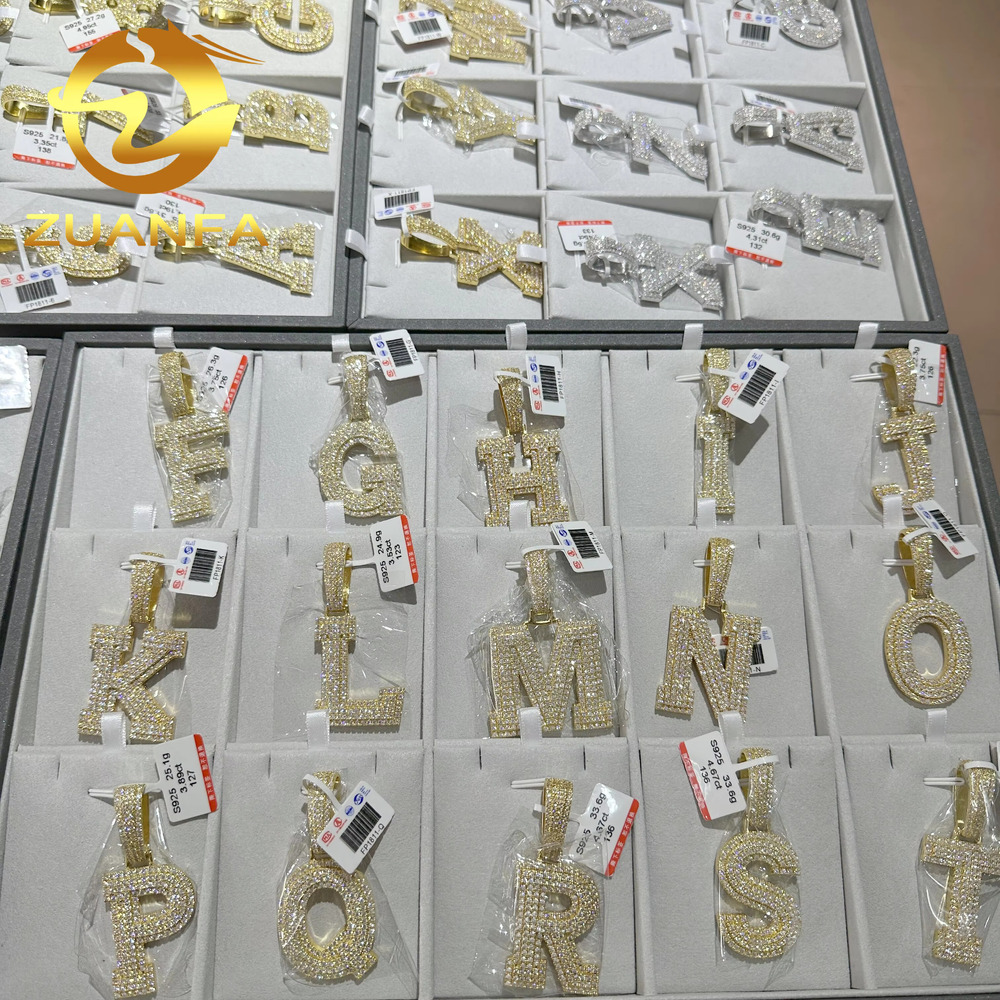 Ready to Ship Single Letter Iced Out Pendant Moissanite Pendant 925 Silver Number 0-9 Hip Hop Pendant for Daily Wear