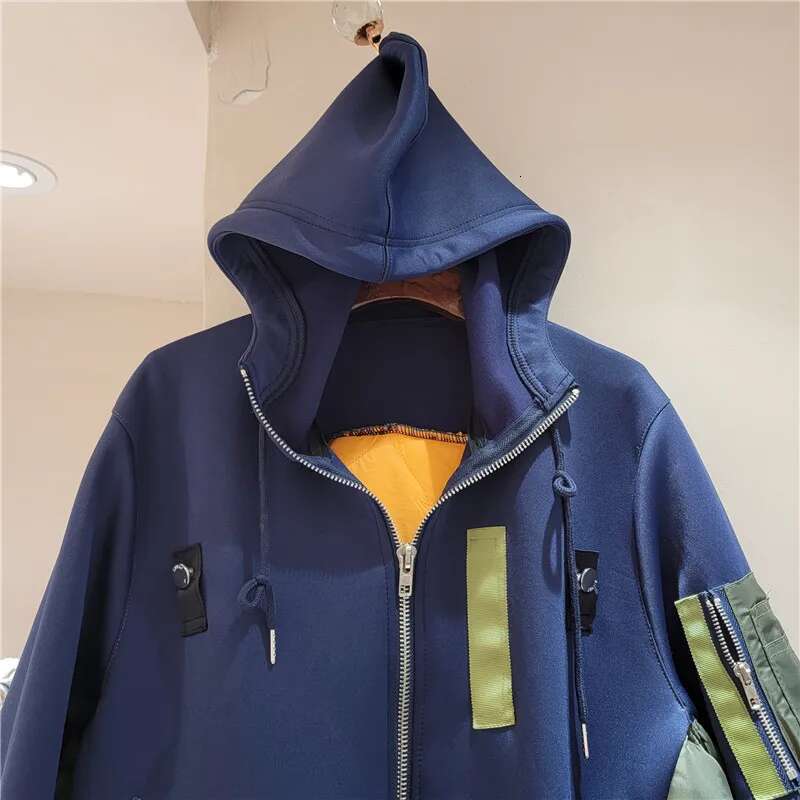 Autumn And Winter New Loose Ing Thickening Color Matching Zipper Jacket Hoodie Slimming Top Women's Coats Outwear