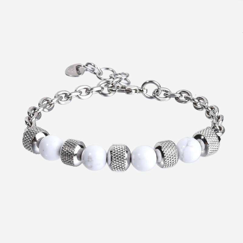 Men's Stainless Steel Tiger Eye Agate Volcanic Stone Adjustable Bead Bracelet Jewelry