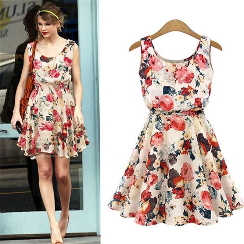 New European And American Women's Chiffon Dress Summer Sleeveless Ral Large Size MIDI Skirt